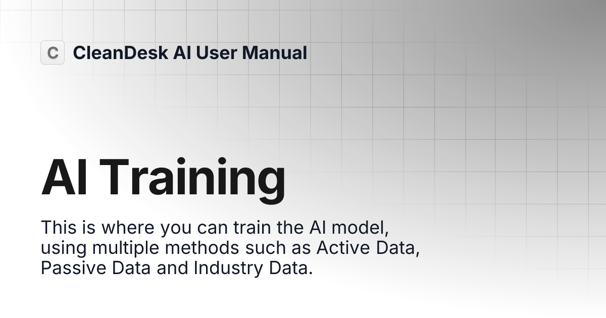 AI Training | CleanDesk AI User Manual