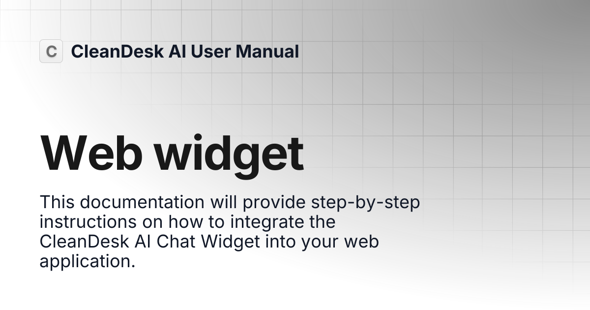Web widget | CleanDesk AI User Manual
