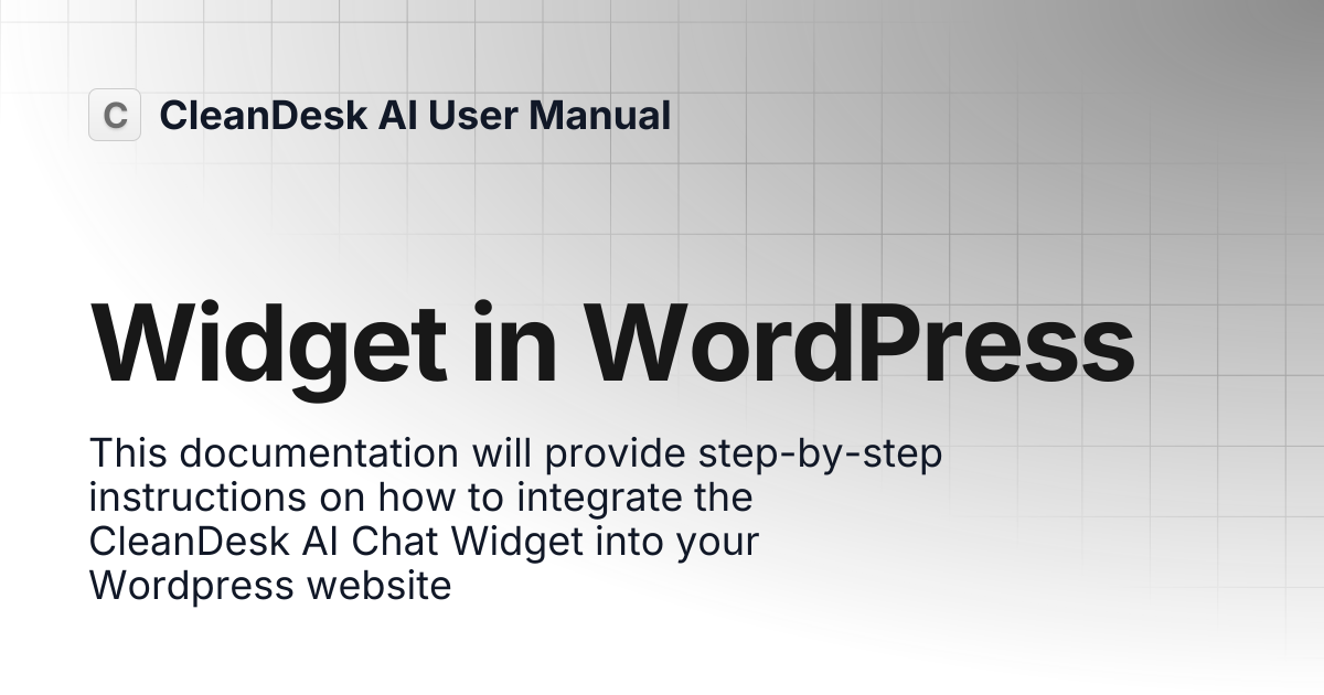 Widget in WordPress | CleanDesk AI User Manual
